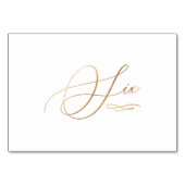 Numéro De Table PixDezines Faux Or Calligraphie Romantique Six 6 (Dos)