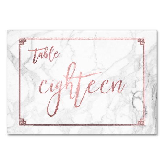 Numéro De Table PixDezines Faux Rose Gold/Table No1-18/Marbre (Devant)