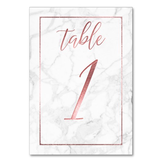 Numéro De Table PixDezines Faux Rose Gold/Table No 1+/Marble (Dos)