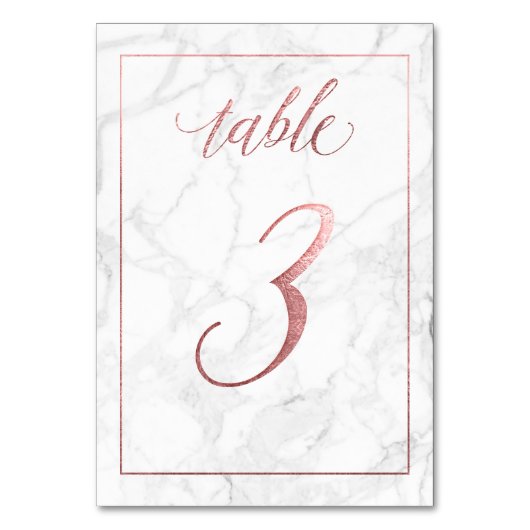 Numéro De Table PixDezines Faux Rose Gold/Table No 1+/Marble (Dos)