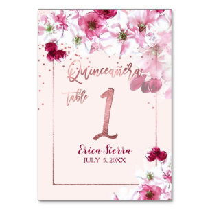 Numéro De Table PixDezines Fleurs de cerisiers, Quinceanera
