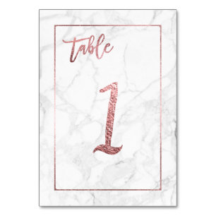 Numéro De Table PixDezines Rose Or/Table No 1+/B+W Marbre