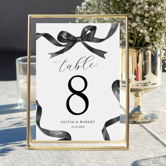 Numéro De Table Places assises de mariage à ruban noir