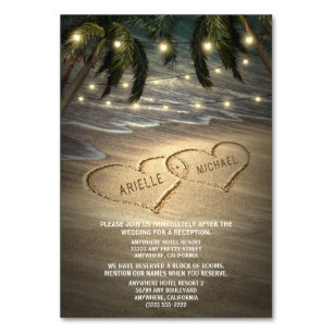 Numéro De Table Plage Coeurs de rivage dans le Mariage de sable In