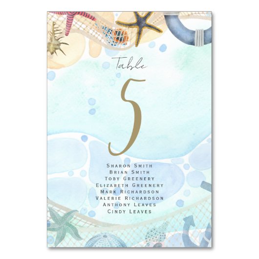 Numéro De Table Plage côtière tropicale Destination Mariage (Par défaut)