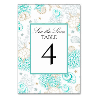 Numéro De Table Plage de mariage Sea The Love Flat