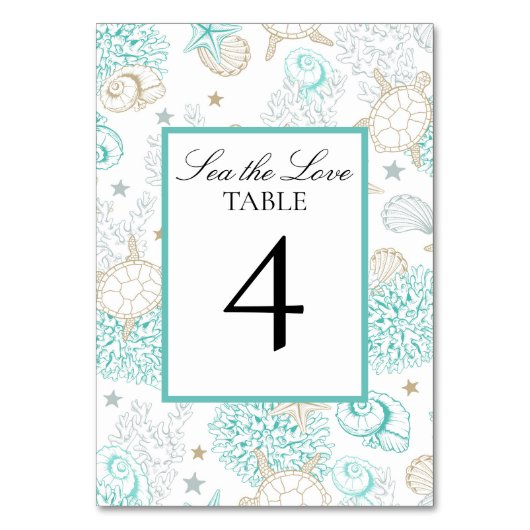 Numéro De Table Plage de mariage Sea The Love Flat (Par défaut)