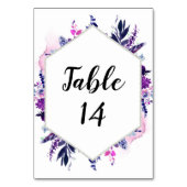 Numéro De Table Plage Florale Violet & Argent Réception Mariage Si (Dos)