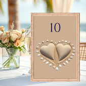 Numéro De Table Plage Mariage Coeurs de sable-