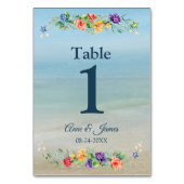 Numéro De Table Plage Océan Aquarelle Mariage Floral (Par défaut)
