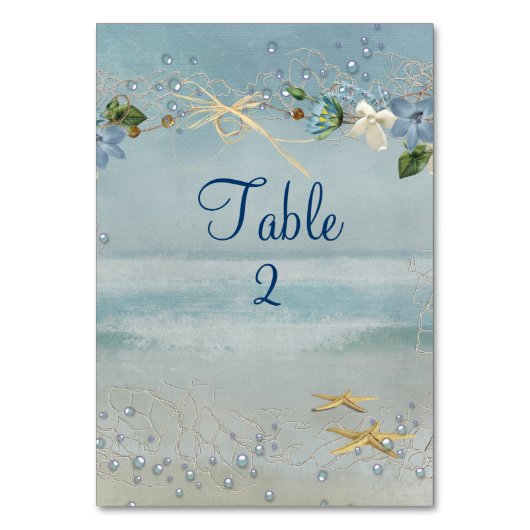 Numéro De Table Plage océanique avec étoiles de mer (Par défaut)