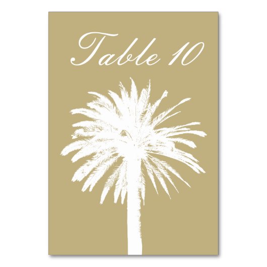 Numéro De Table Plage sable couleur palmier dessin mariage (Dos)