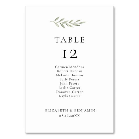 Numéro De Table Plan de table de mariage à branche d'olive minimal (Par défaut)