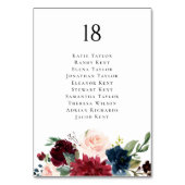 Numéro De Table Plan de table de mariage botanique bordeaux et ble (Dos)