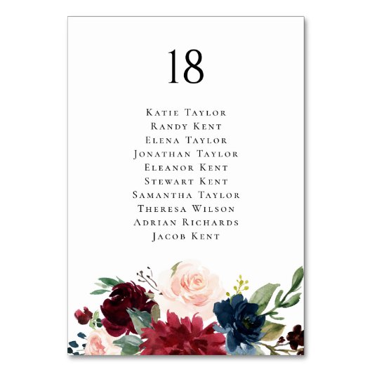 Numéro De Table Plan de table de mariage botanique bordeaux et ble (Par défaut)