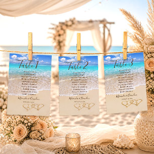 Numéro De Table Plan de table de mariage de la plage Hearts in the
