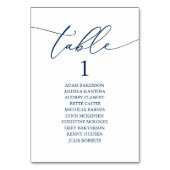 Numéro De Table Plan de table de mariage élégant bleu marine (Dos)