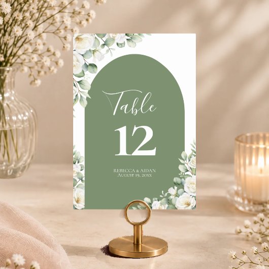 Numéro De Table Plan de table de mariage floral vert Végétal