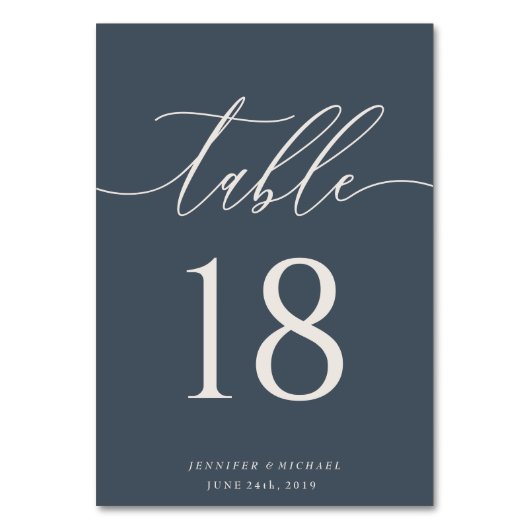 Numéro De Table Plan de table de mariage signature Navy (Par défaut)