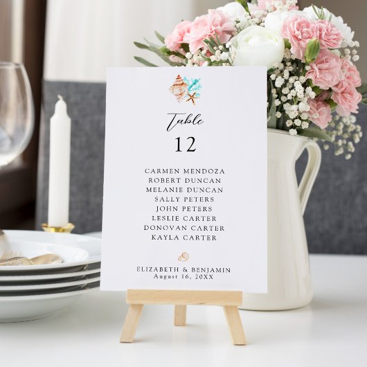 Numéro De Table Plan de table de mariage Table Côte de plage