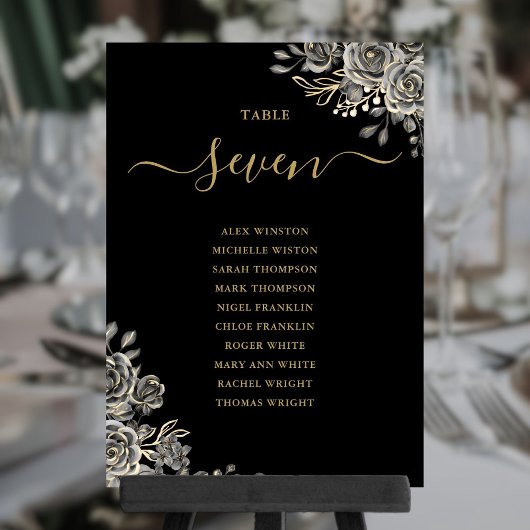 Numéro de table Plan de table Roses florales gothi