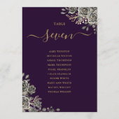 Numéro de table Plan de table Roses florales gothi (Devant)