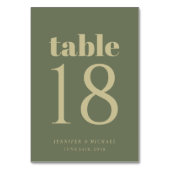 Numéro De Table Plan de table simple mariage vert sauge or minimal (Dos)