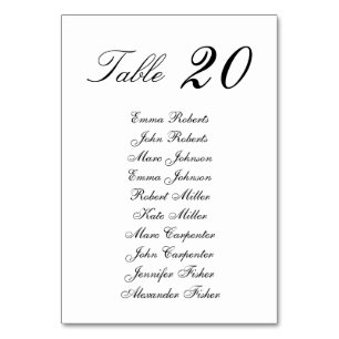 Numéro De Table Plan minimaliste de Mariage de script