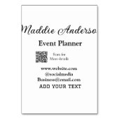 Numéro De Table Planificateur d'événements ajouter un nom Code Q R (Dos)