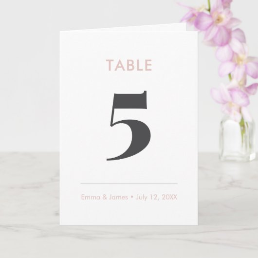 Numéro de table plié rose | Blush Ampersand (Orchidée)