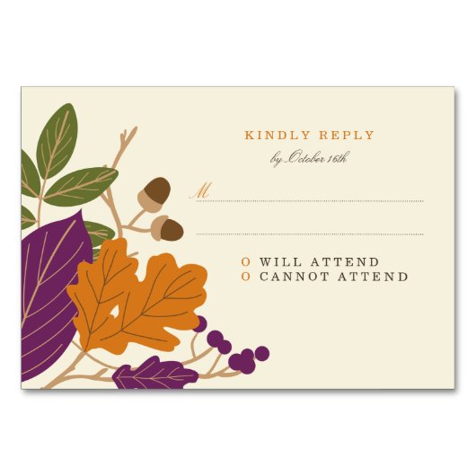 Numéro De Table Plum et Mariage de automne Citrouille RSVP (Devant)