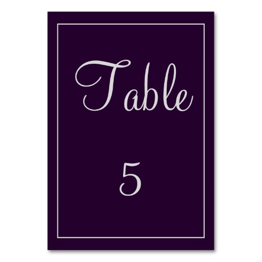 Numéro De Table Plum et Silver Classy (Dos)