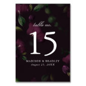 Numéro De Table Plum floral foncé | Mariage personnalisé (Dos)