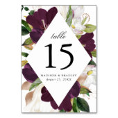 Numéro De Table Plum floral foncé | Mariage personnalisé (Dos)
