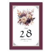 Numéro De Table Plum, Grey, cuivre et Dusty Rose Mariage floral (Dos)