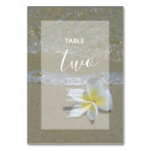 Numéro De Table Plumeria Frangipani Sur Sable Mariages Nom (Dos)