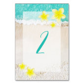 Numéro De Table Plumeria jaune Frangipani Plage tropicale Mariage (Dos)
