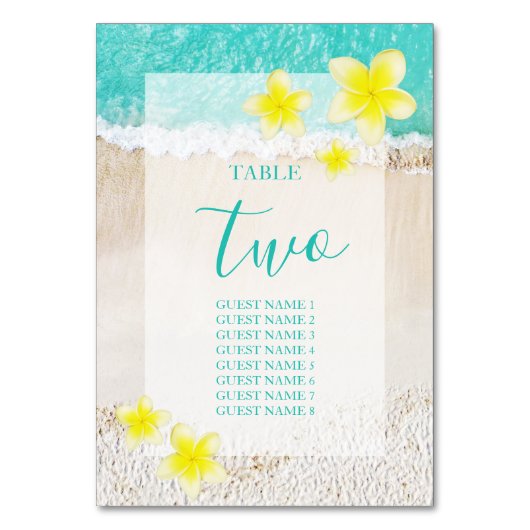 Numéro De Table Plumeria jaune Frangipani Plage tropicale Mariage (Par défaut)