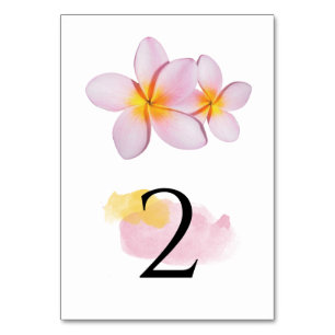 Numéro De Table Plumeria tropicale Frangipani Mariage