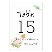 Numéro De Table Plumes Boho rose et or (Par défaut)
