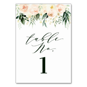 Numéro De Table Poche et crème feuille d'aquarelle + mariage du fe