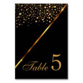 Numéro De Table Points Confetti Noir et Or (Dos)