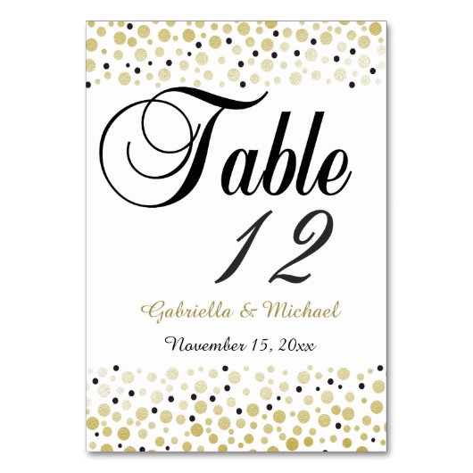 Numéro De Table Points Confetti Noir Or (Par défaut)