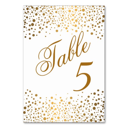 Numéro De Table Points Golden Confetti Design | Numéro de tableau (Par défaut)