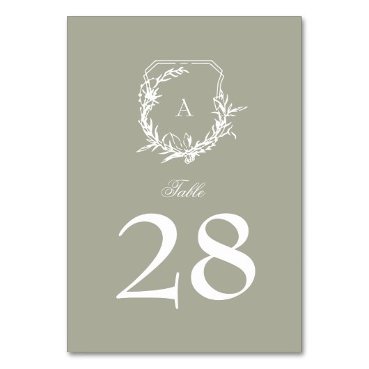 Numéro De Table poitrine botanique classique vert monogramme (Par défaut)