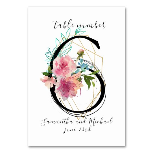 Numéro De Table Pony rose pâée rose vif Or Table Numéro 6 Signal (Par défaut)