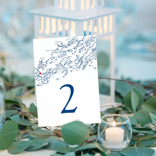 Numéro De Table Portland Casco Bay Map Élégant Mariage de la marin