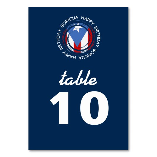 Numéro De Table Porto Rico : Thème du drapeau : Anniversaire Boric (Par défaut)