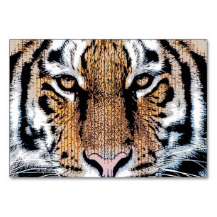 Numéro De Table Portrait de tigre en style Presse Graphique