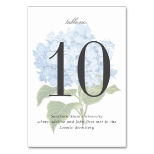 Numéro De Table Poudre Bleu Hydrangea Mariage de jardin